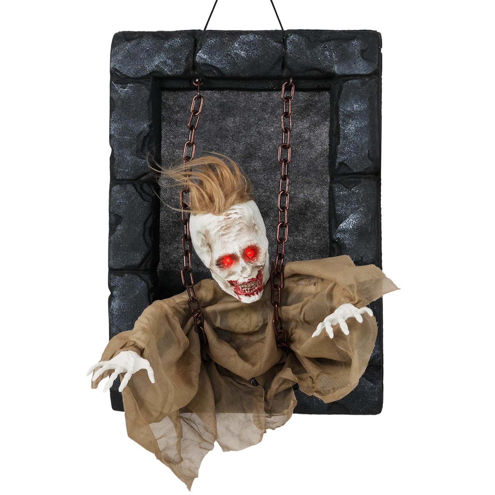 Tangkula Décoration d'Halloween d'un prisonnier zombie animé suspendu et activé par le son